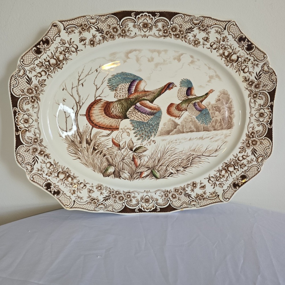 Vintage Windsor Ware Johnson Brothers Woodland Wild Turkey Platter